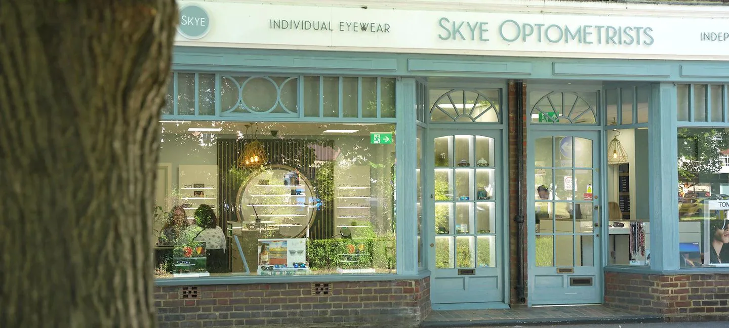 The Skye Optometrists shopfront on Harpenden High Street