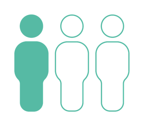 Three figures, one highlighted