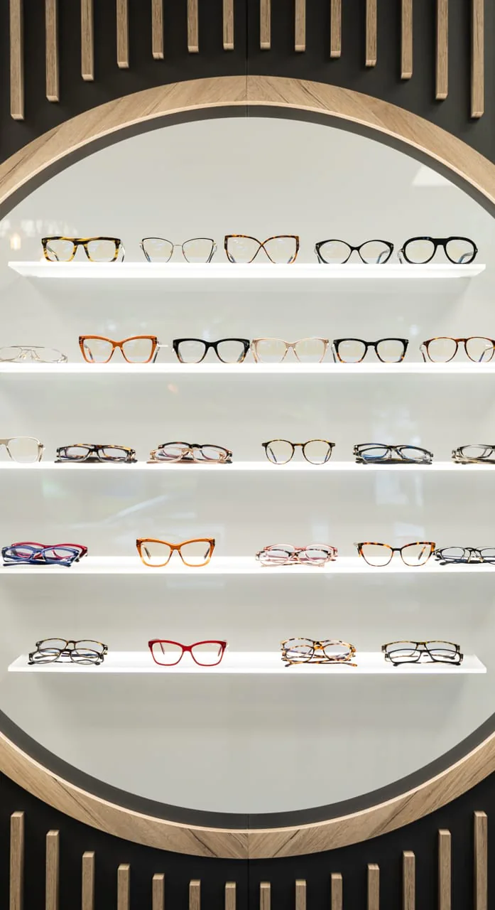 Frames in the practice arched wall display