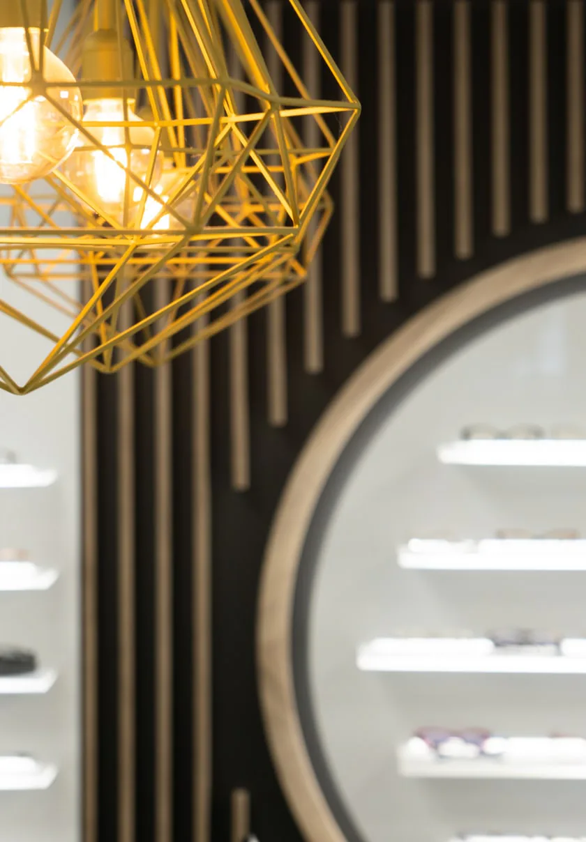 Frame displays and pendant lighting in the practice