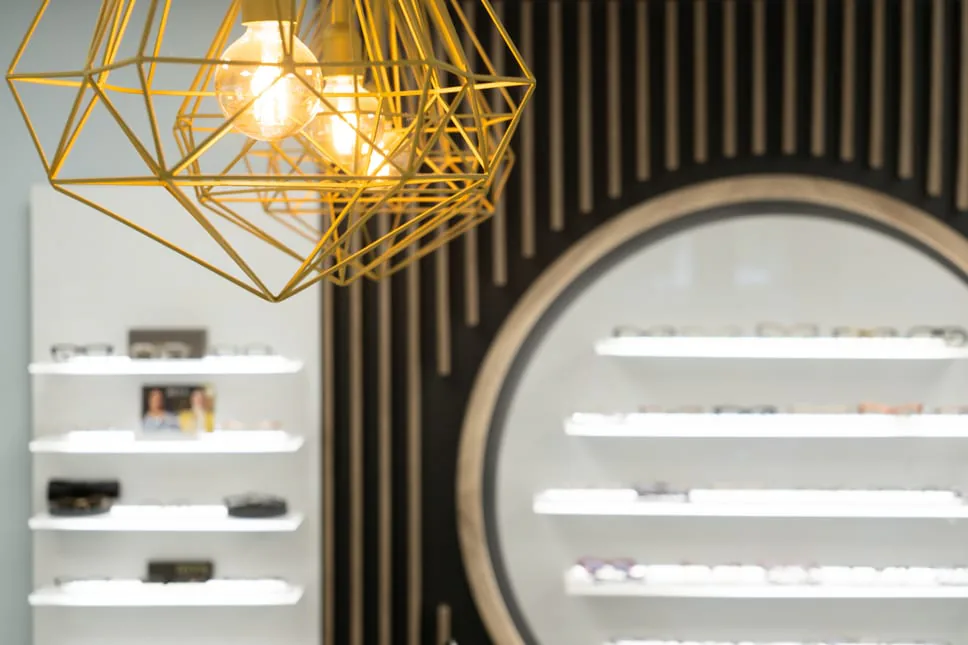Frame displays and pendant lighting in the practice