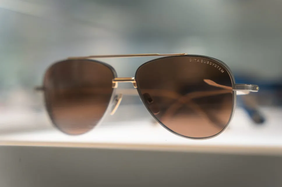Gold-framed aviator sunglasses